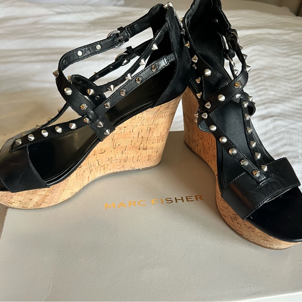 Marc Fisher Black Studded Heels - Picture 2 of 6